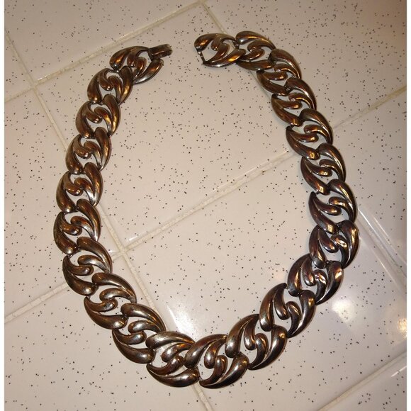 Vintage Silver Tone Chunky Chain Necklace big links goth punk retro gothic - Picture 1 of 13